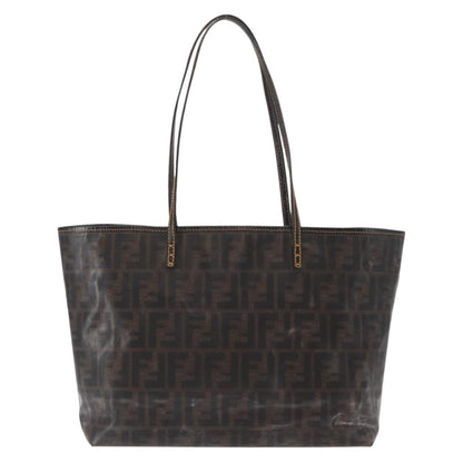 Fendi FENDI Zucca Canvas Tote Bag Coated Canvas Black Brown Authentic ka771