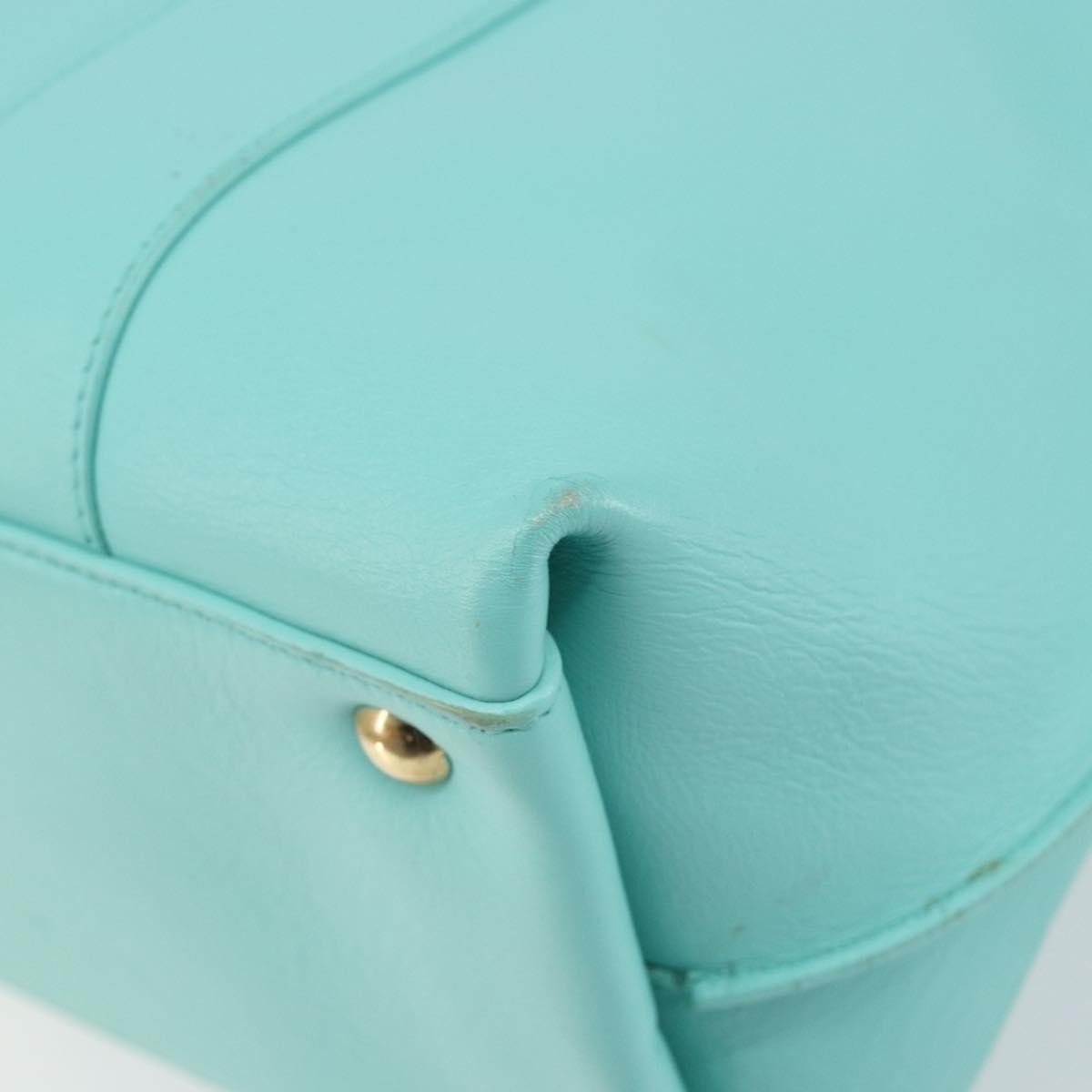 Salvatore Ferragamo Salvatore Ferragamo Gancini Hand Bag Leather Turquoise Blue Gold Authentic 150296