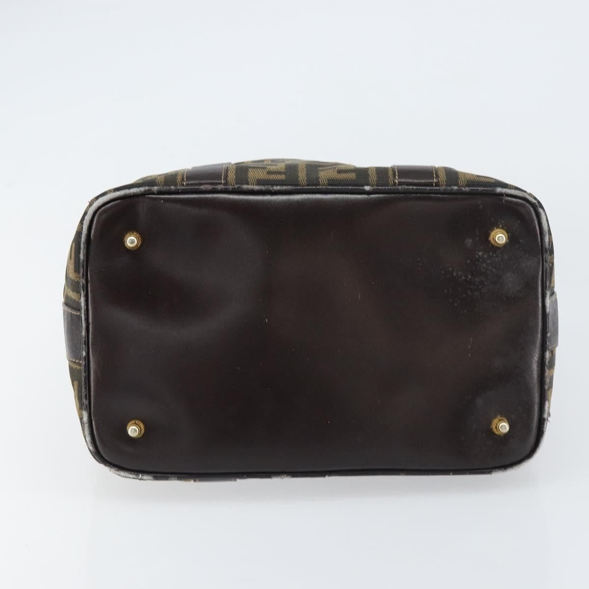 Fendi FENDI Zucca Canvas Hand Bag Black Brown gold Authentic 155701