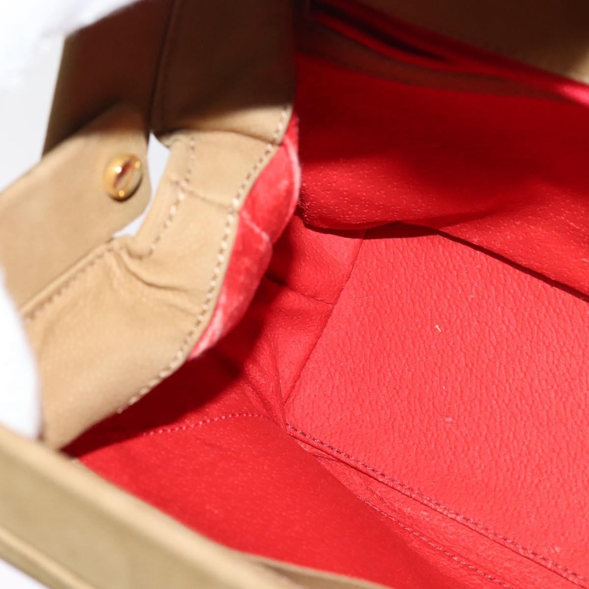 Celine CELINE Hand Bag Leather 2way Beige Gold Authentic sw1099