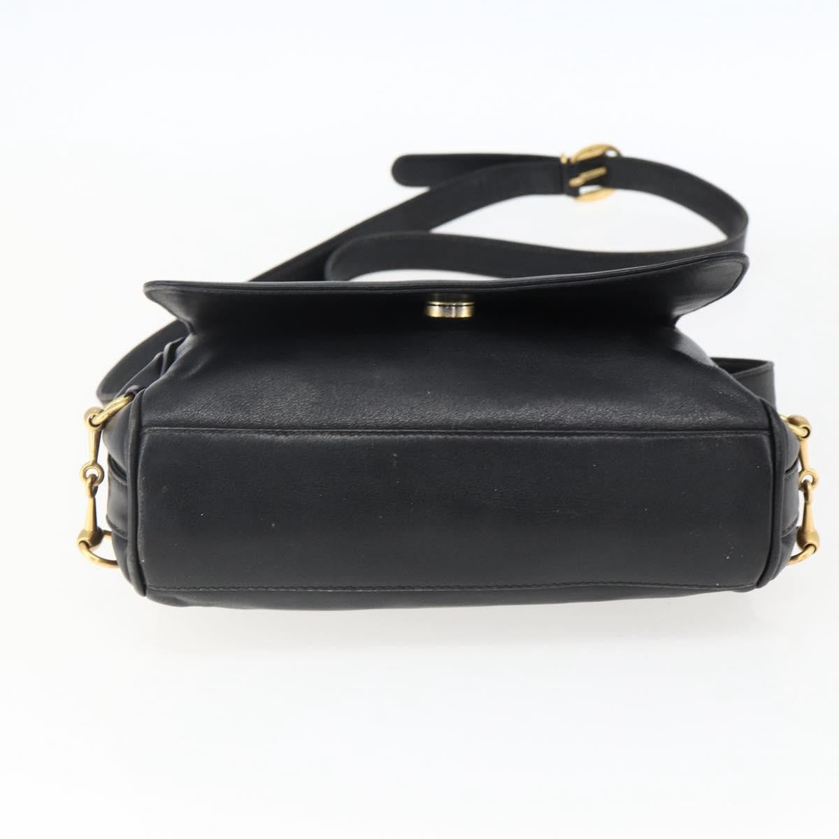 Gucci GUCCI Shoulder Bag Leather Black Silver 001 2214 Authentic ep13226