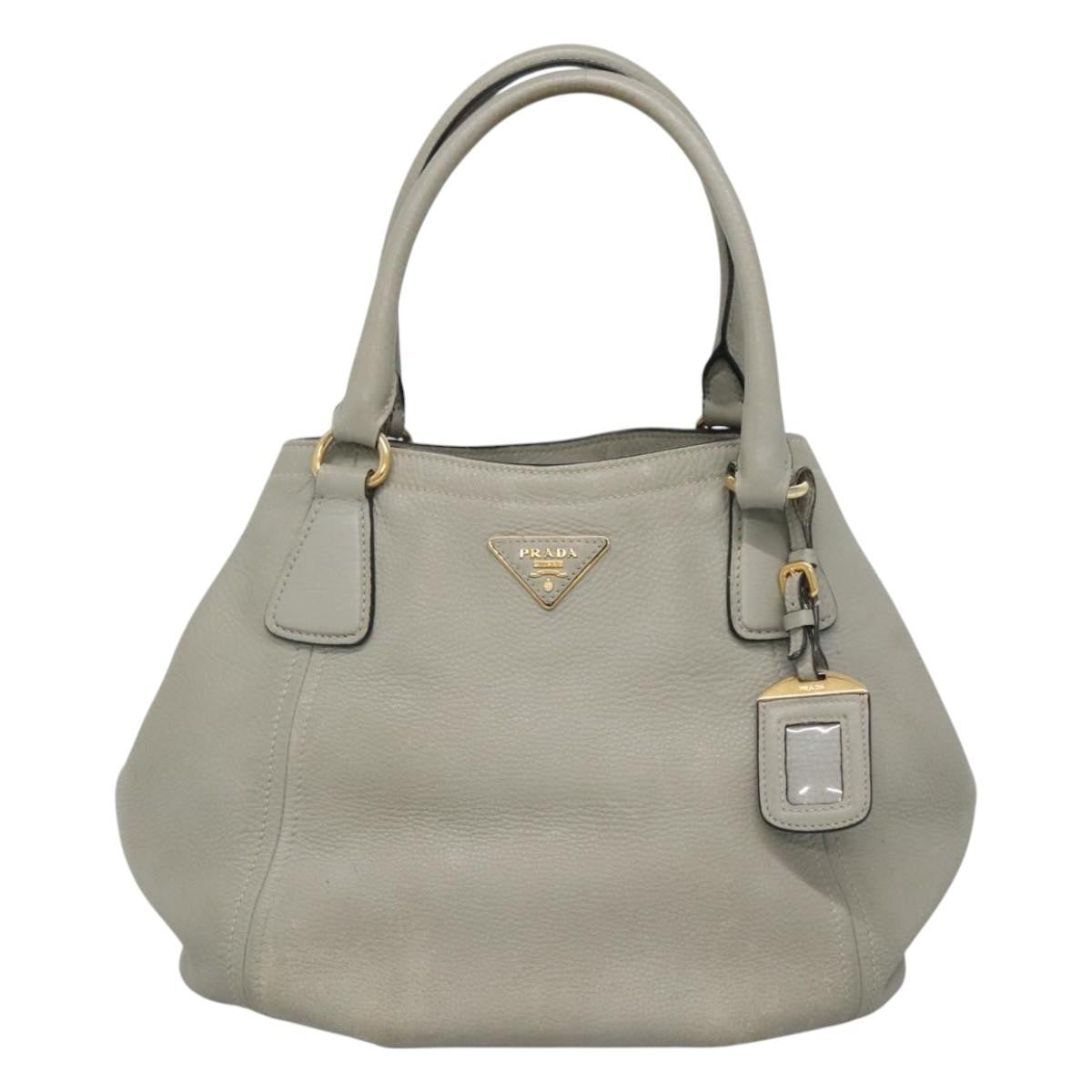 Prada PRADA Hand Bag Leather 2way Gray Authentic BA005