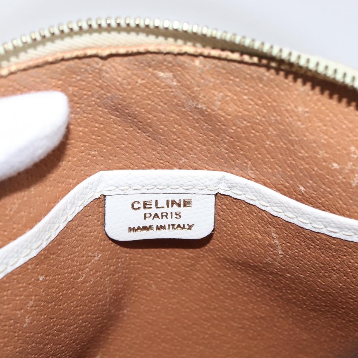 Celine CELINE Hand Bag Leather 2way White Gold Authentic BA10567