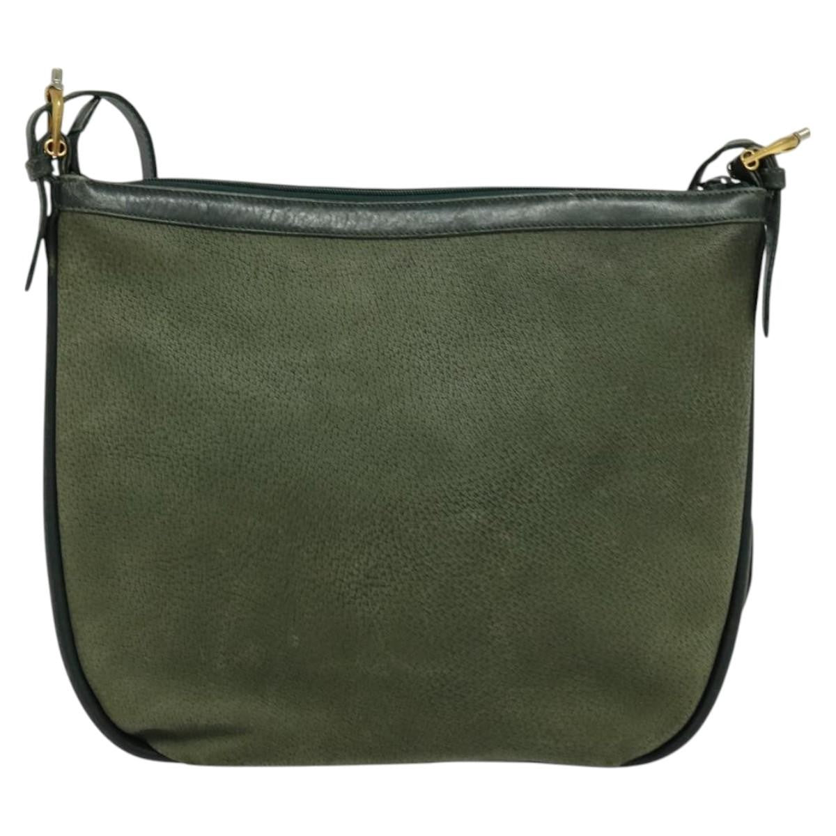 Gucci GUCCI Shoulder Bag Leather Green Gold Authentic am8352