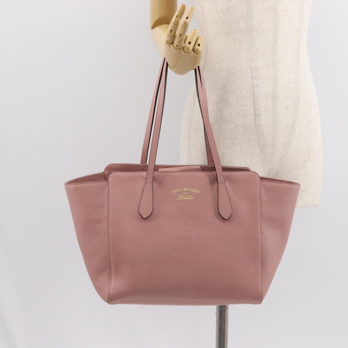 Gucci GUCCI Swing Tote Bag Leather Pink Gold 354408 Authentic am9500
