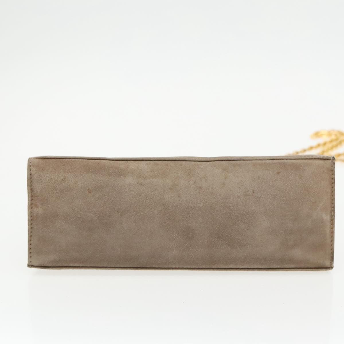 Salvatore Ferragamo Salvatore Ferragamo Gancini Chain Shoulder Bag Suede Gray Gold Authentic 96186