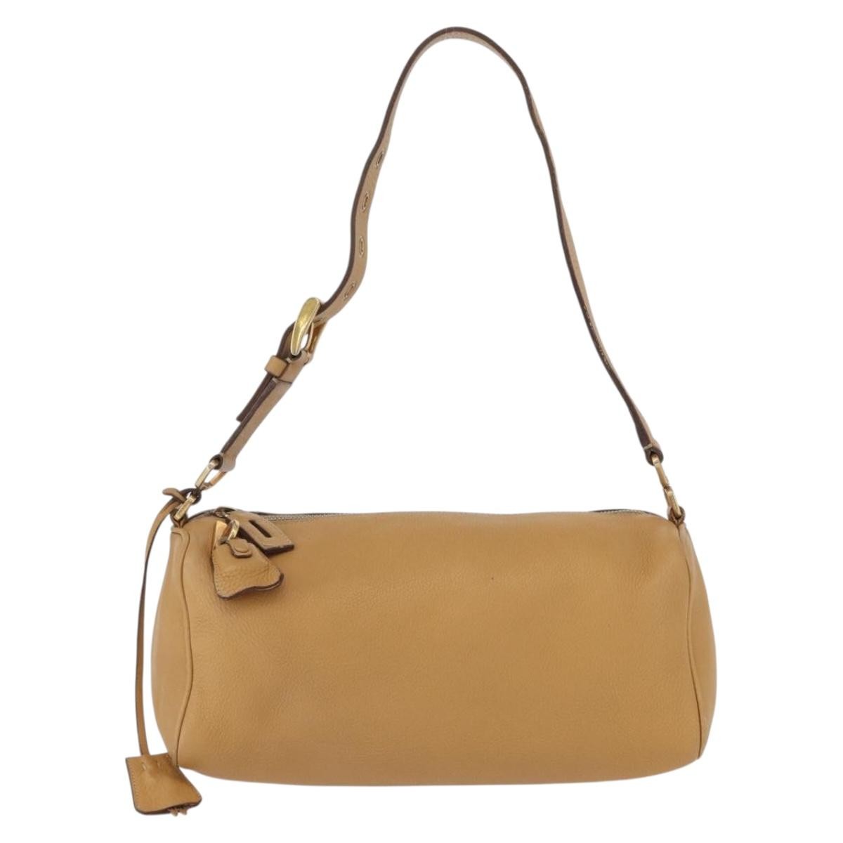 Prada PRADA Shoulder Bag Leather Brown Gold Authentic 172272