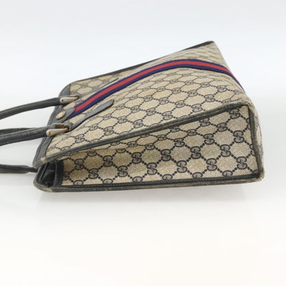 Gucci GUCCI GG Supreme Sherry Line Hand Bag PVC Navy Gold 010 378 Authentic BAZ548