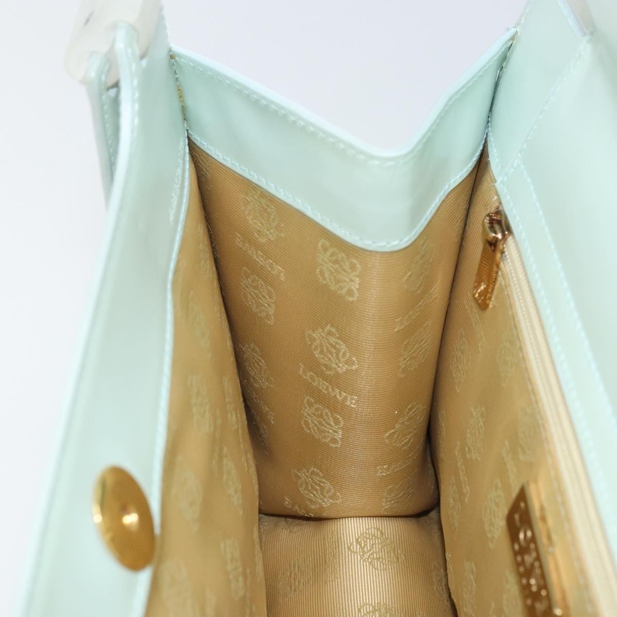Loewe LOEWE Hand Bag Suede Baby Blue Gold Authentic YKZ454