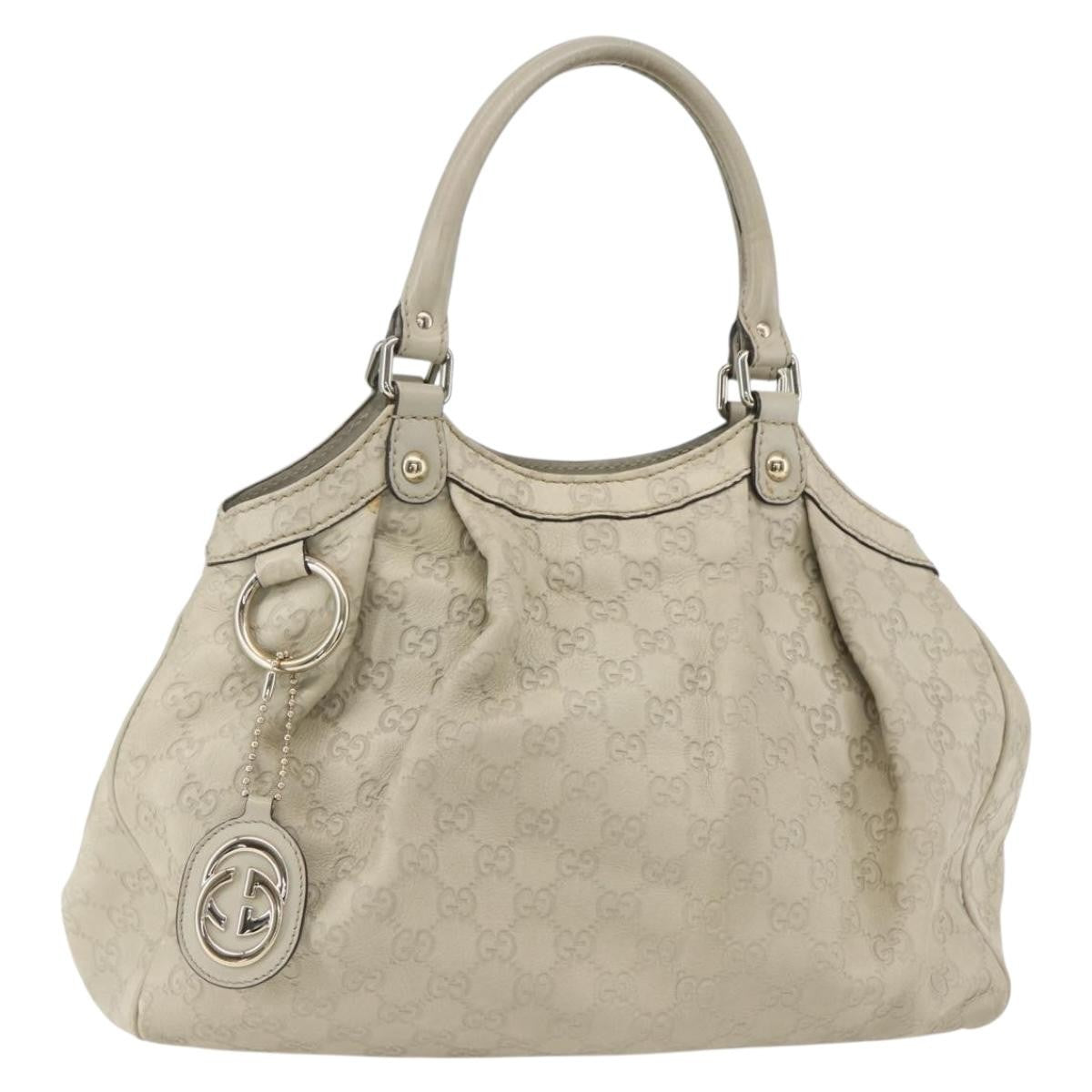 Gucci GUCCI Guccissima GG Canvas Sukey Hand Bag Leather White Gold 211944 Authentic yk20007