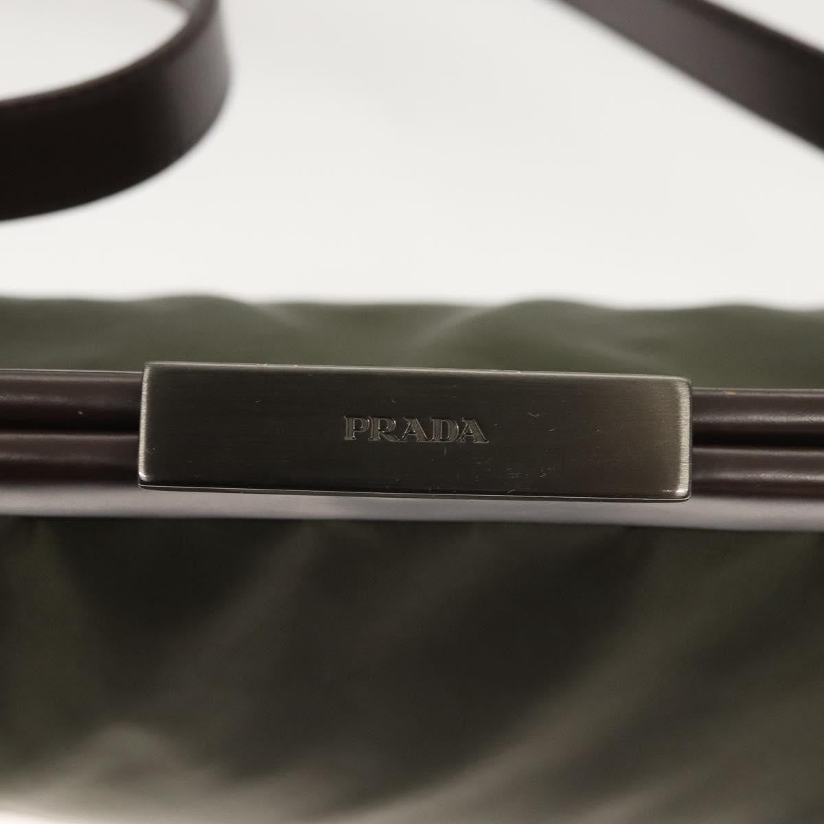 Prada PRADA Shoulder Bag Nylon Khaki Silver Authentic 123373