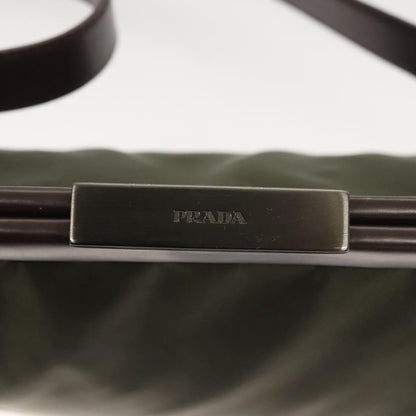 Prada PRADA Shoulder Bag Nylon Khaki Silver Authentic 123373