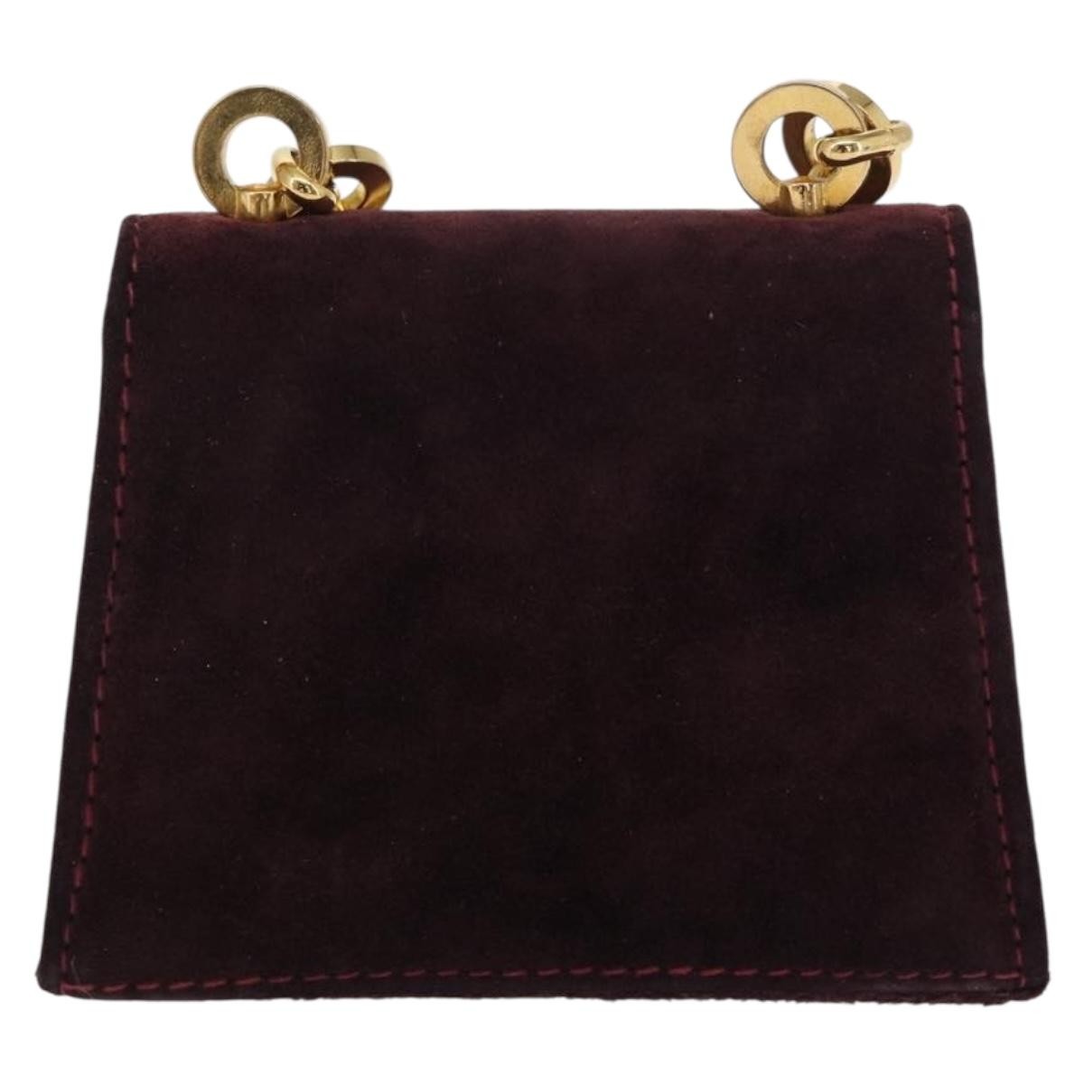 Salvatore Ferragamo Salvatore Ferragamo Chain Gancini Shoulder Bag Suede Purple Gold Authentic 152790