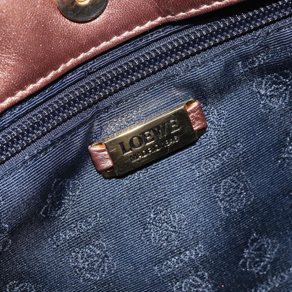 Loewe LOEWE Shoulder Bag Leather Brown Gold Authentic 162859