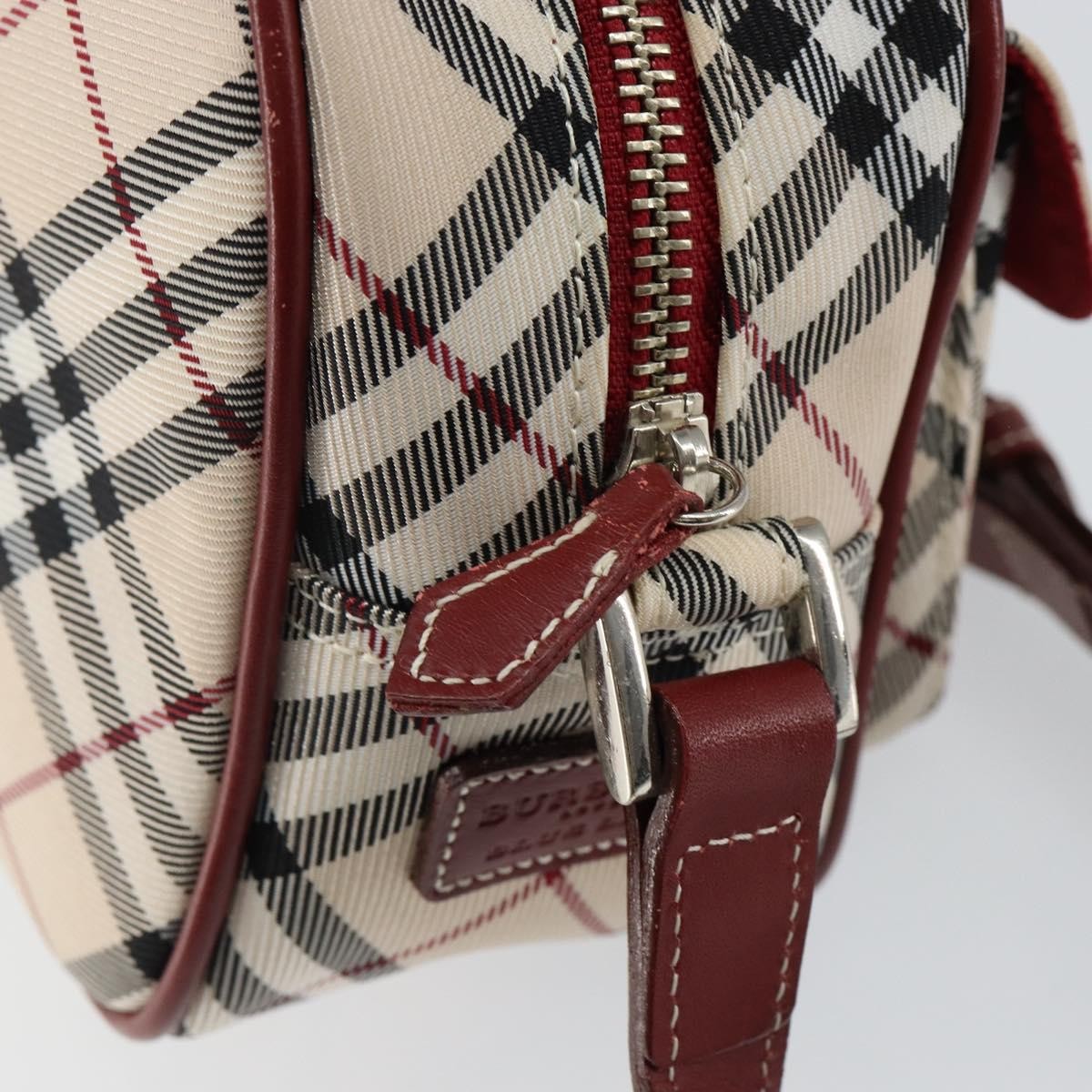 Burberry BURBERRY Nova Check Blue Label Shoulder Bag Canvas Beige Silver Authentic bs29446