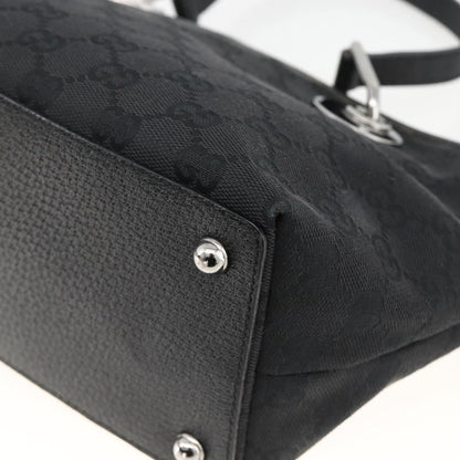 Gucci GUCCI GG Canvas Hand Bag Black Silver 120844 Authentic BA11644
