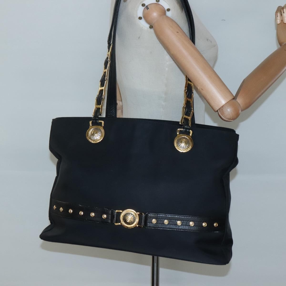 Gianni Versace Gianni Versace Tote Bag Nylon Black Gold Authentic bs25747