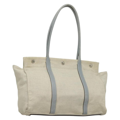 Prada PRADA Tote Bag Canvas Beige Silver Authentic 133386