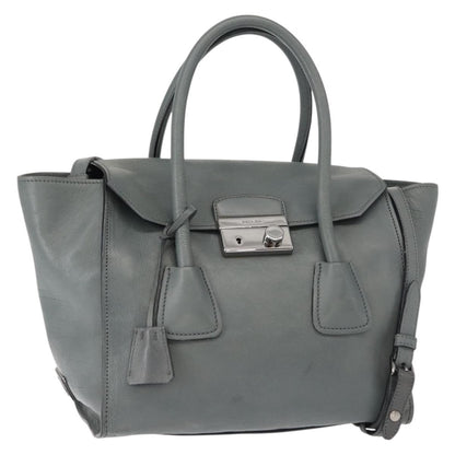 Prada PRADA Hand Bag Leather Gray Silver Authentic 149313