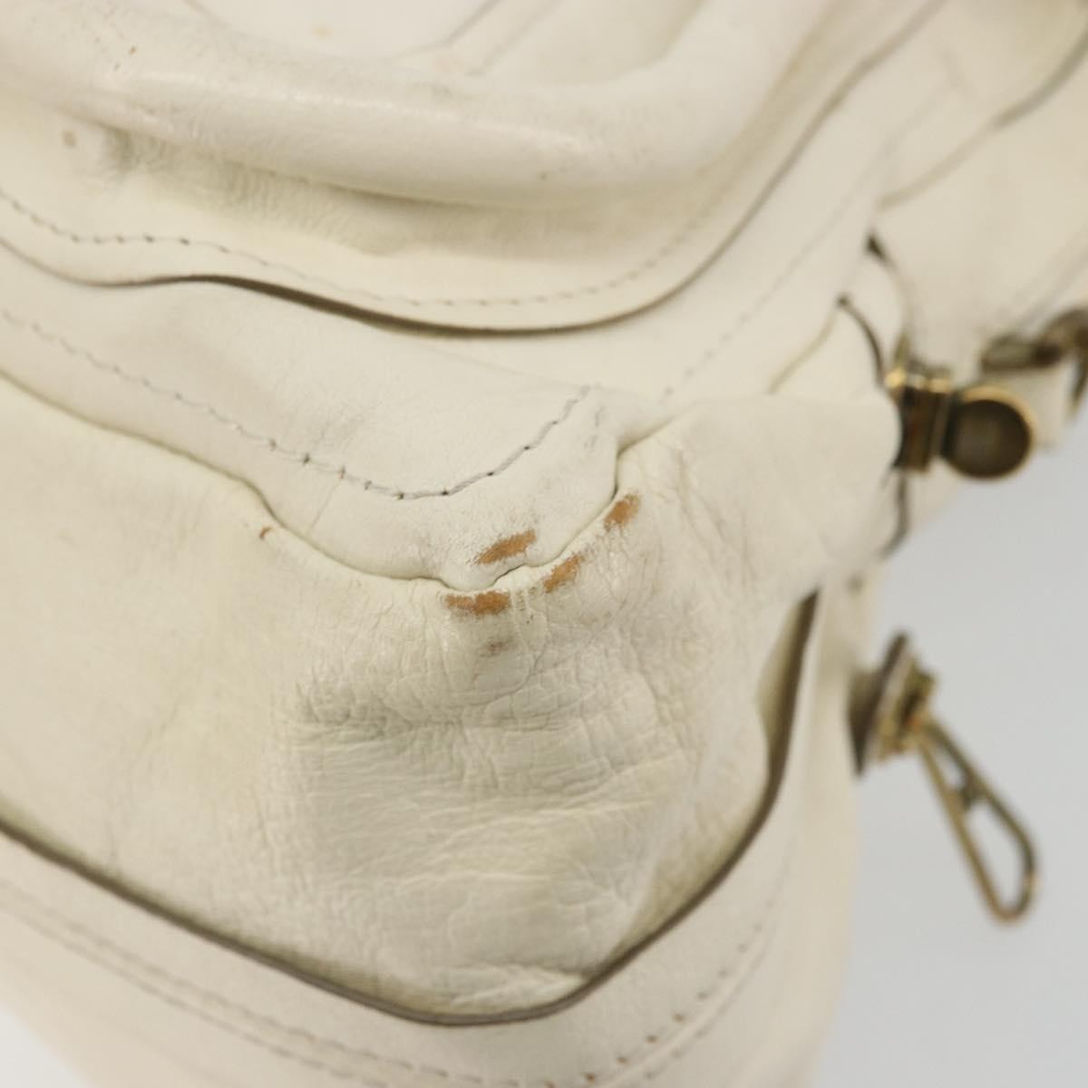 Chloé Chloé Chloe Paraty Hand Bag Leather White Gold Authentic 177544