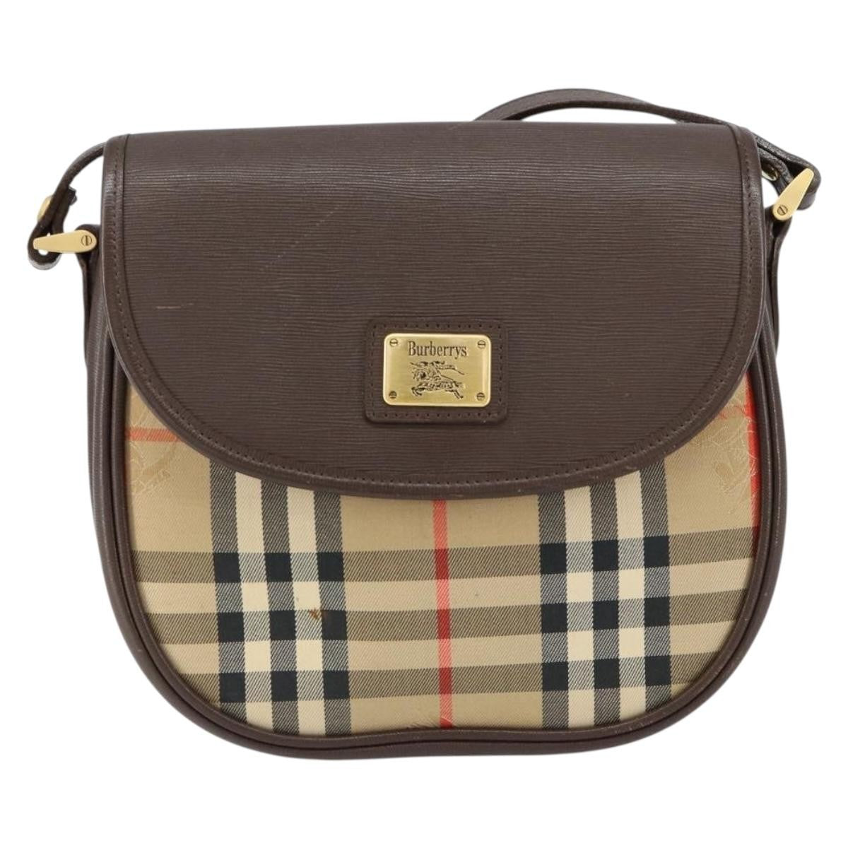 Burberrys Burberrys Nova Check Shoulder Bag Canvas Beige Gold Authentic 153922