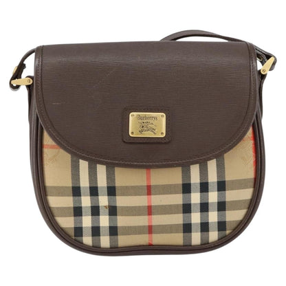 Burberrys Burberrys Nova Check Shoulder Bag Canvas Beige Gold Authentic 153922