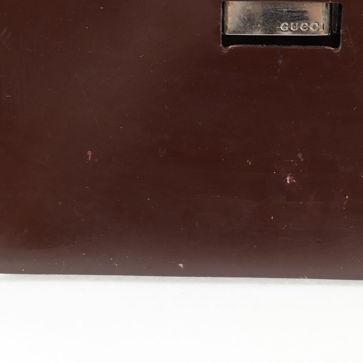 Gucci GUCCI Shoulder Bag Patent leather Brown Silver 002 2046 0433 Authentic bs26623