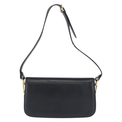 Celine CELINE Horse Carriage Shoulder Bag Leather Navy Gold Authentic 162409