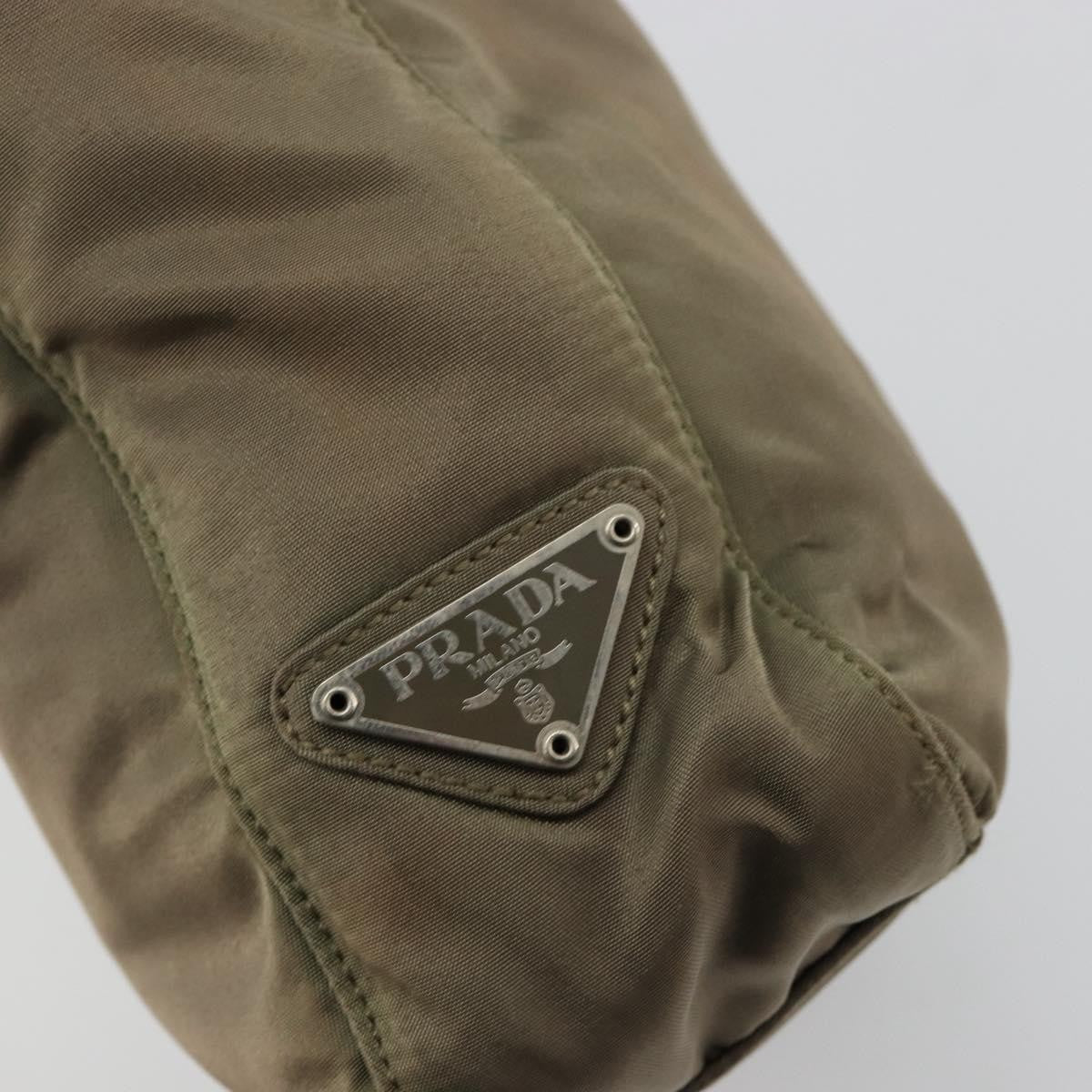 Prada PRADA Tote Bag Nylon Khaki Silver Authentic BA12923