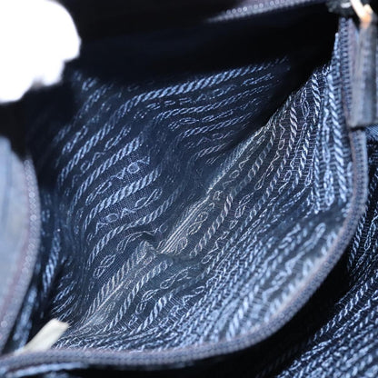 Prada PRADA Hand Bag Nylon Navy Gold Authentic 141629