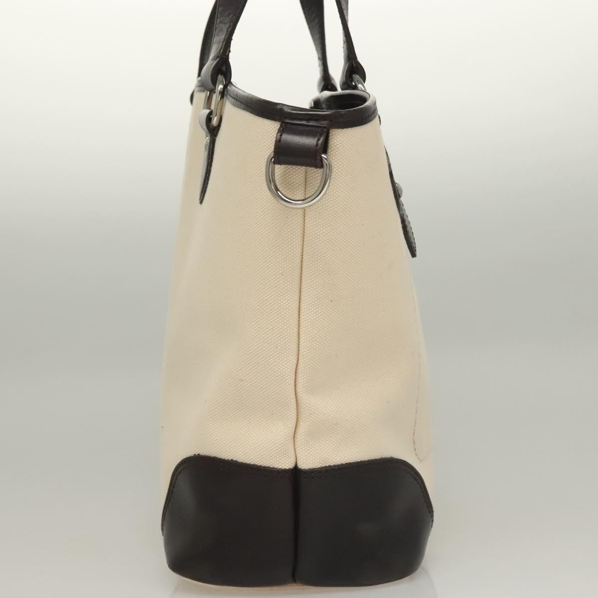 Burberry BURBERRY Tote Bag Canvas Leather White Silver Authentic bs28323