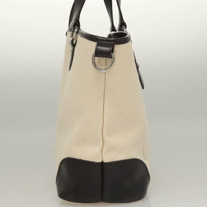 Burberry BURBERRY Tote Bag Canvas Leather White Silver Authentic bs28323