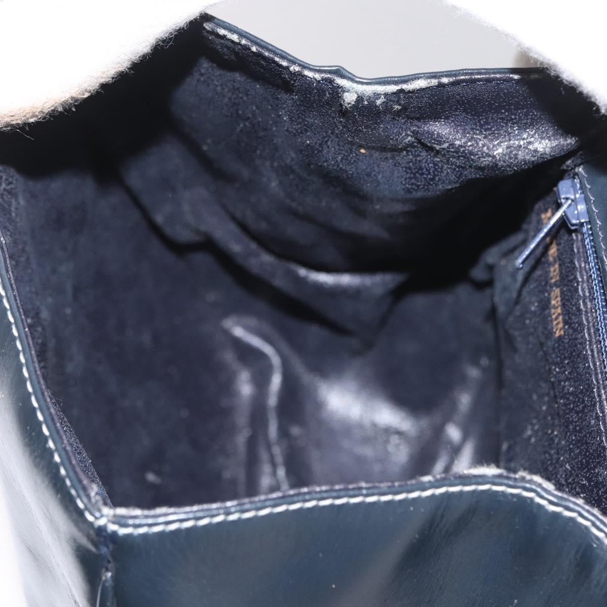 Loewe LOEWE Hand Bag Leather Navy Gold Authentic BA11340