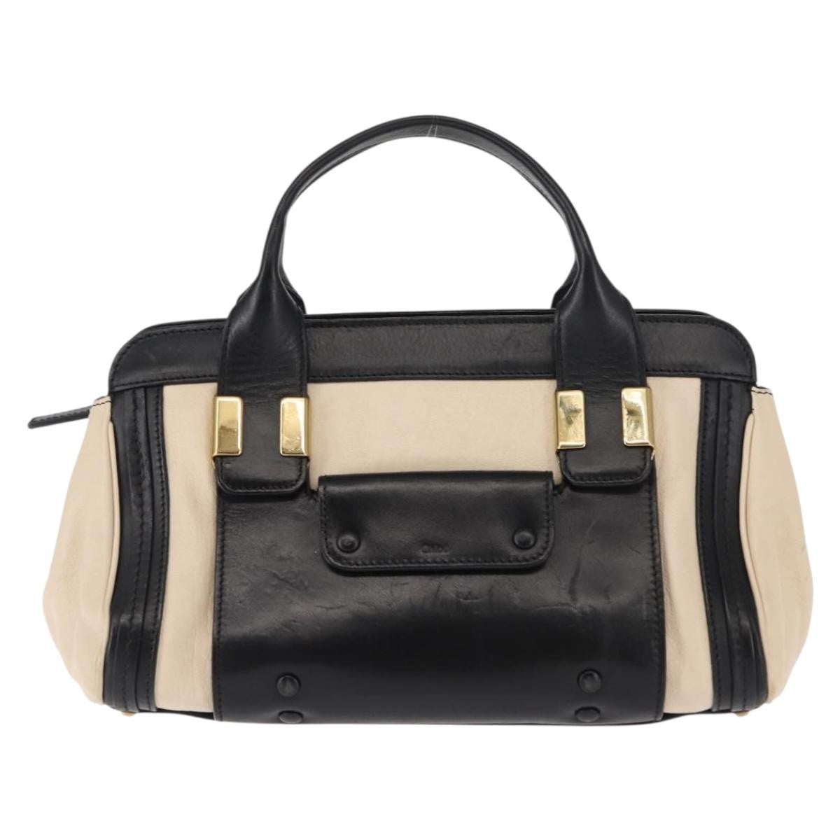 Chloé Chloé Chloe Little Alice Hand Bag Leather 2way White Gold Authentic am9323
