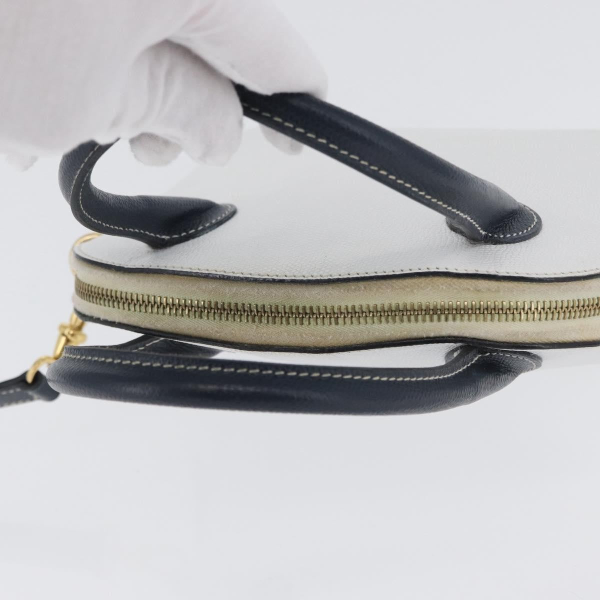 Celine CELINE Hand Bag Leather 2way White Gold Authentic BA10567