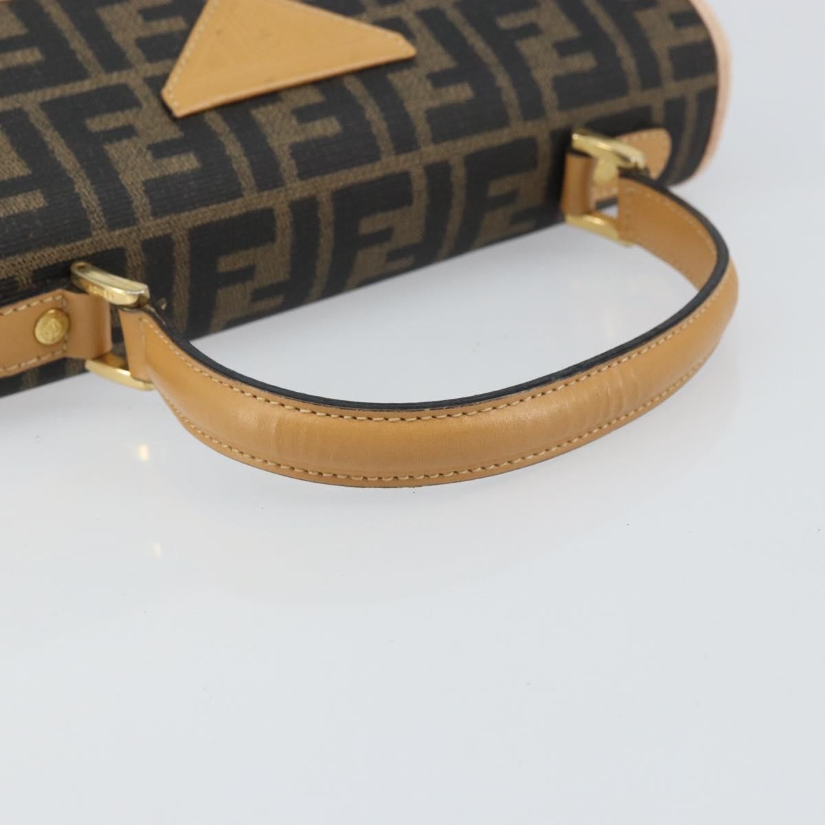 Fendi FENDI Zucca Canvas Hand Bag PVC Brown Black Authentic 158200