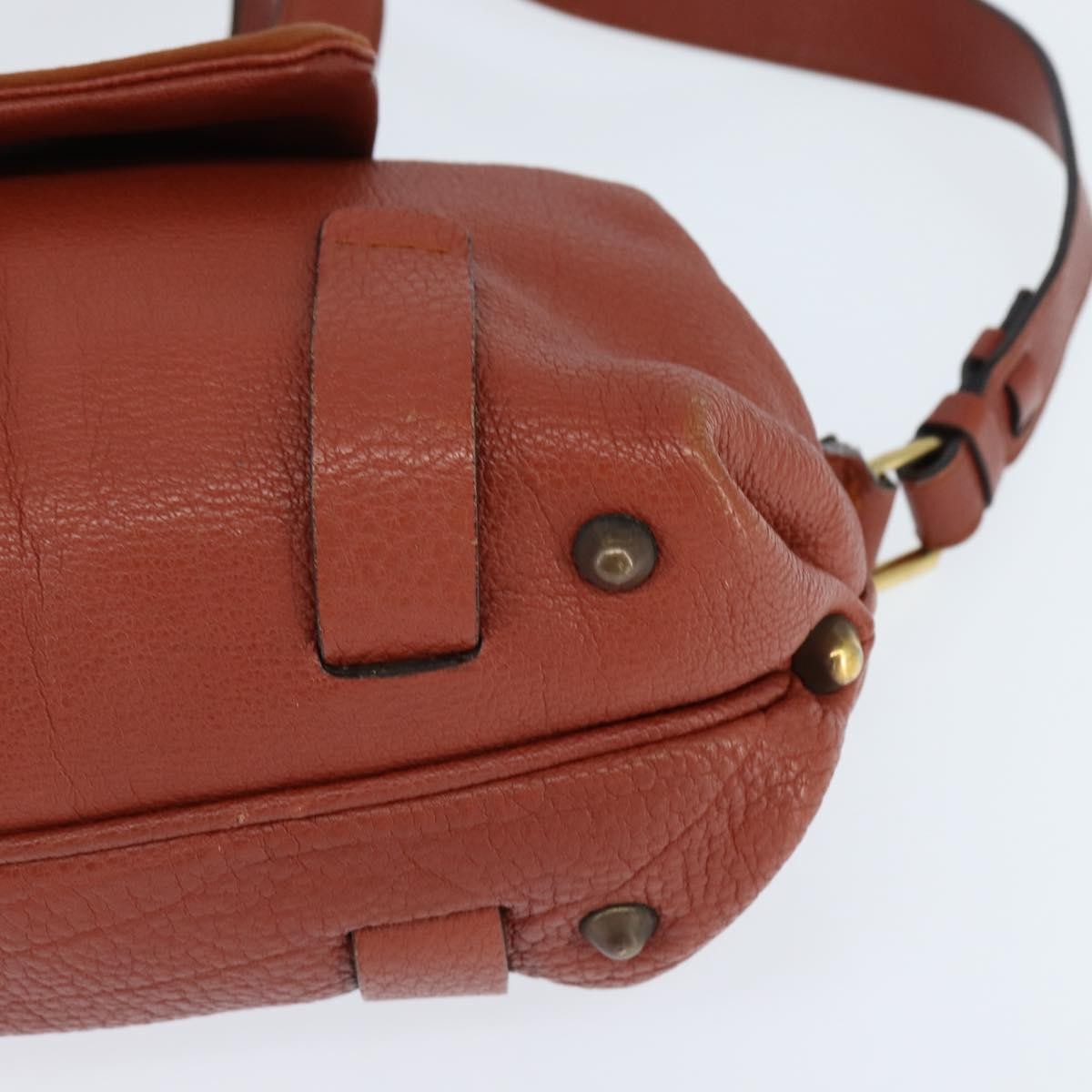 Chloé Chloé Chloe Hand Bag Leather 2way Orange Gold Authentic BA7366