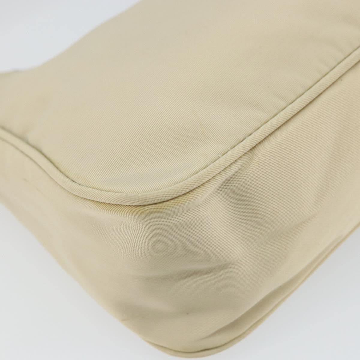 Prada PRADA Hand Bag Nylon Ivory Silver Authentic 163192