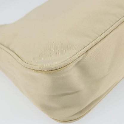 Prada PRADA Hand Bag Nylon Ivory Silver Authentic 163192