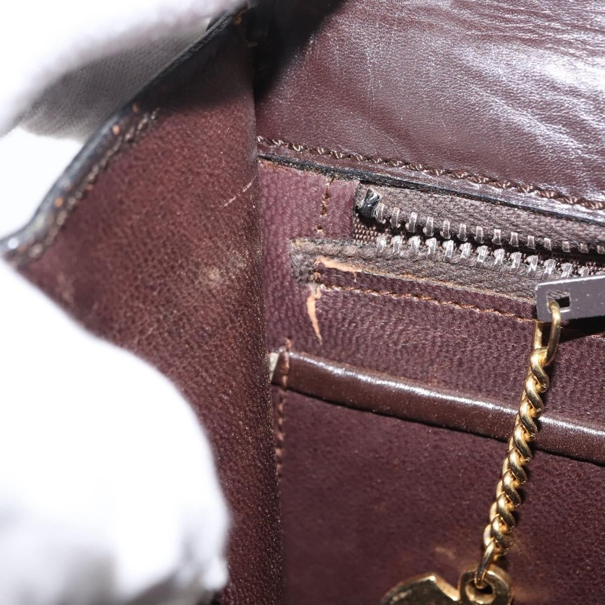 Celine CELINE Hand Bag Leather Brown Gold Authentic fm4934