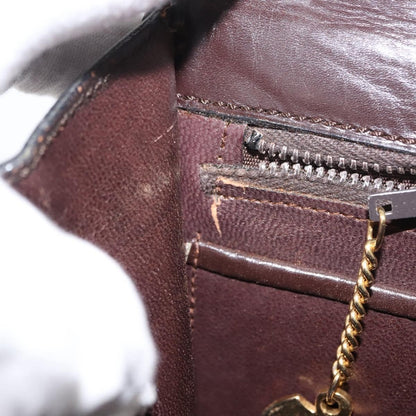 Celine CELINE Hand Bag Leather Brown Gold Authentic fm4934