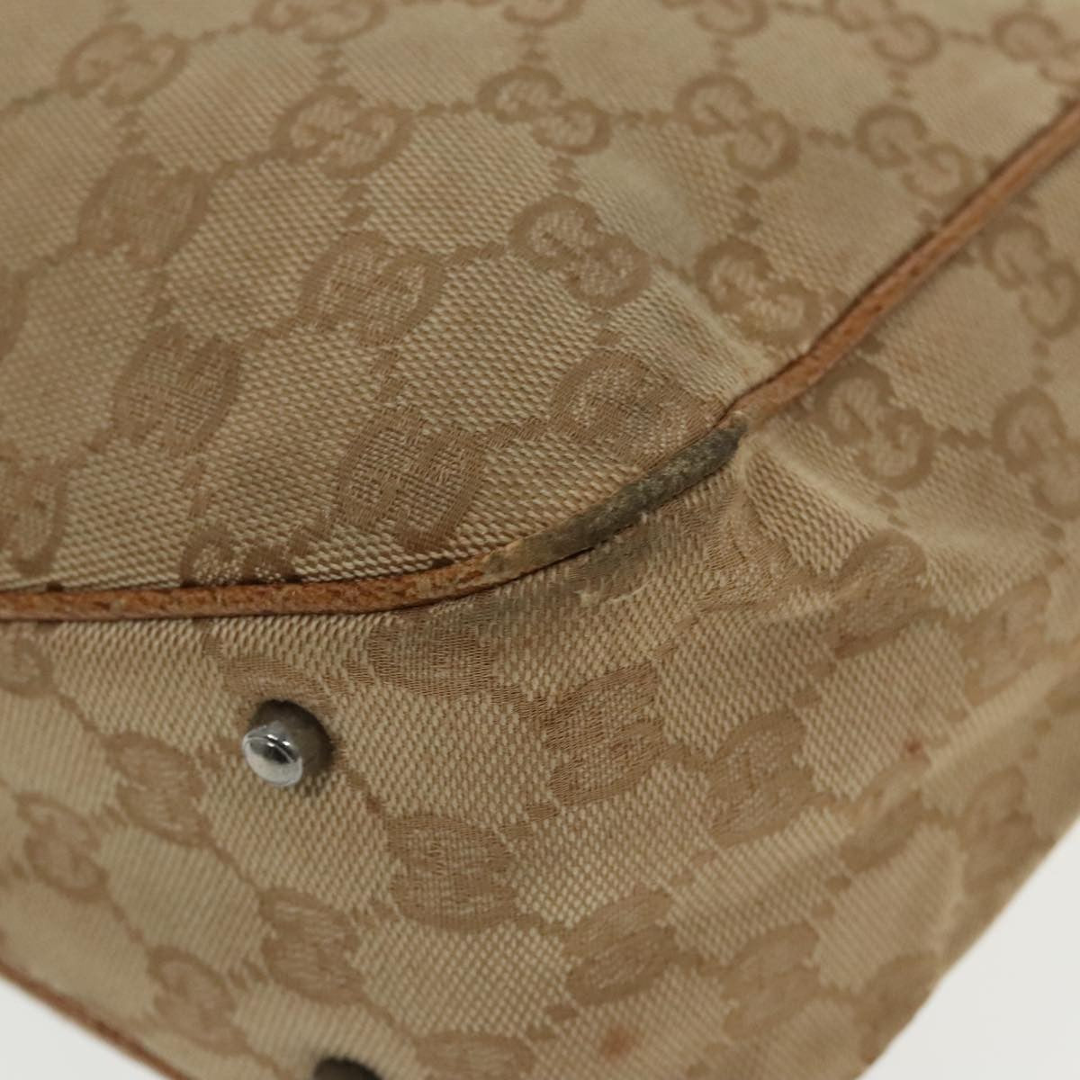 Gucci GUCCI GG Canvas Hand Bag Brown Silver 113019 3444 Authentic 94718