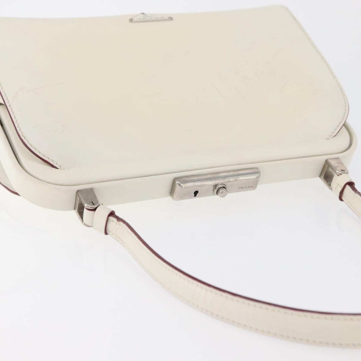 Prada PRADA Hand Bag Leather White Silver Authentic 178207