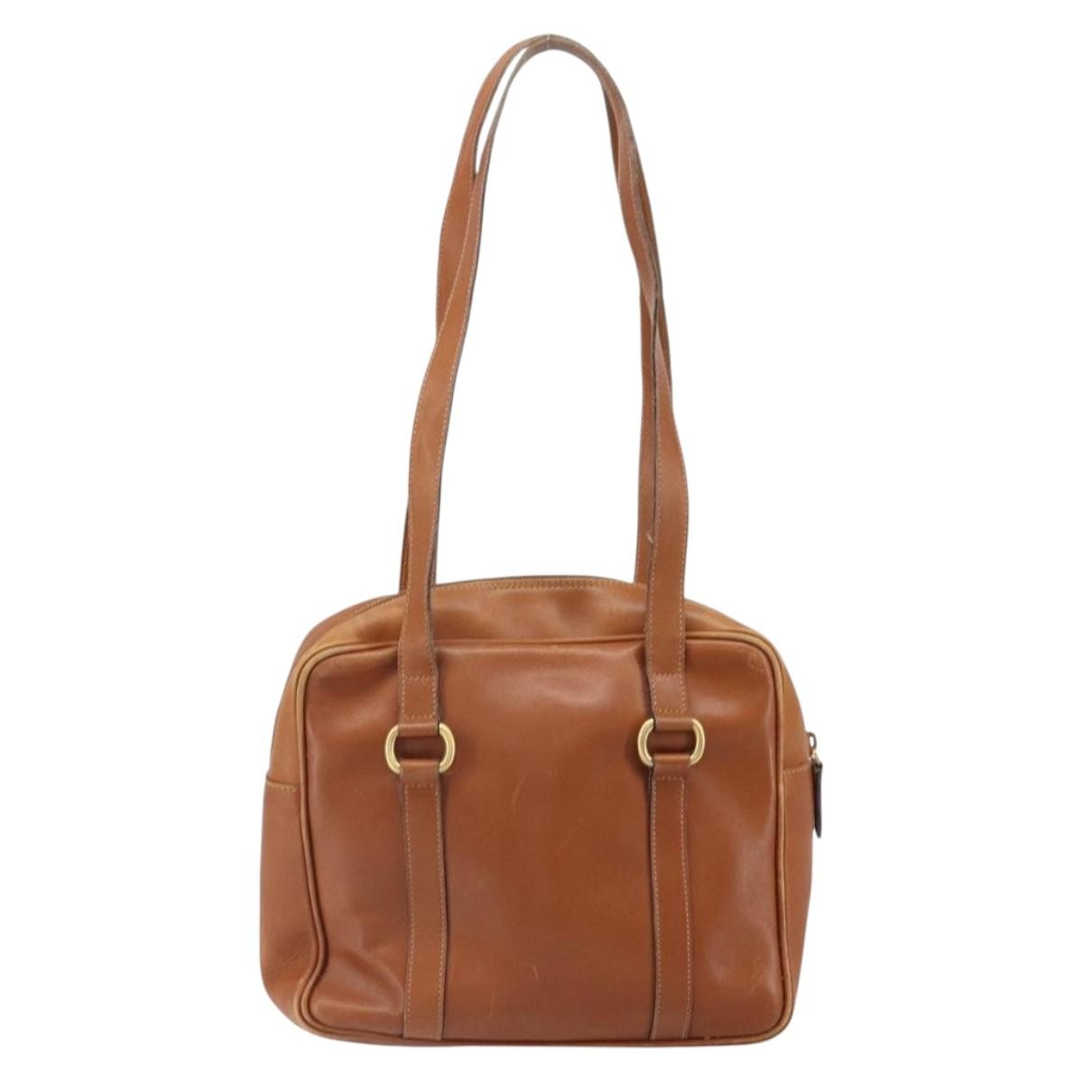 Gucci GUCCI Hand Bag Leather Brown Gold Authentic ep13246