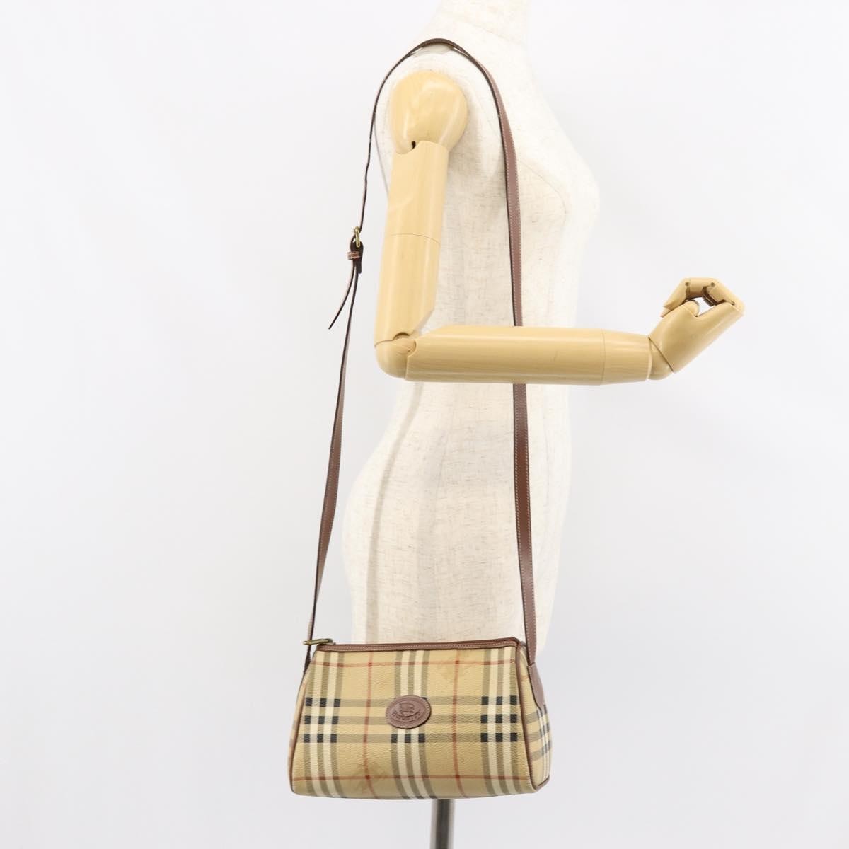 Burberrys Burberrys Nova Check Shoulder Bag PVC Beige Gold Authentic ka004