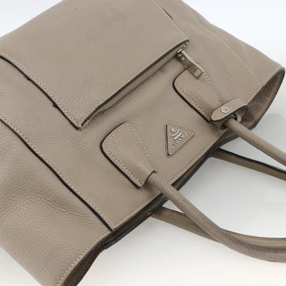 Prada PRADA Tote Bag Leather Gray Silver Authentic ka3597