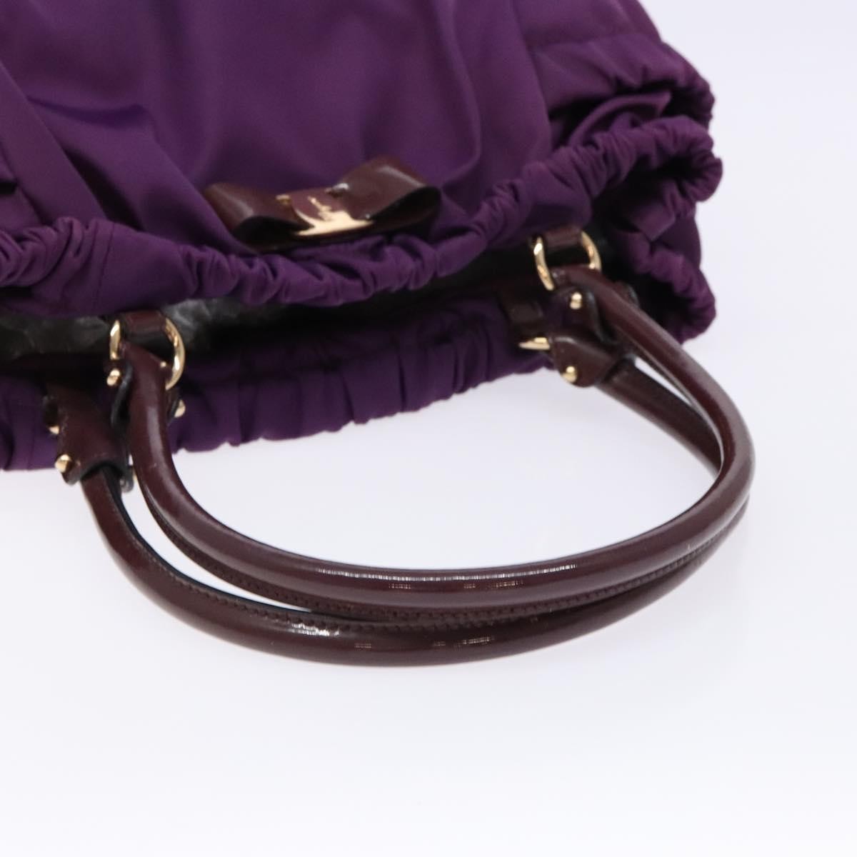 Salvatore Ferragamo Salvatore Ferragamo Vala Shoulder Bag Nylon Purple Gold Authentic 141527