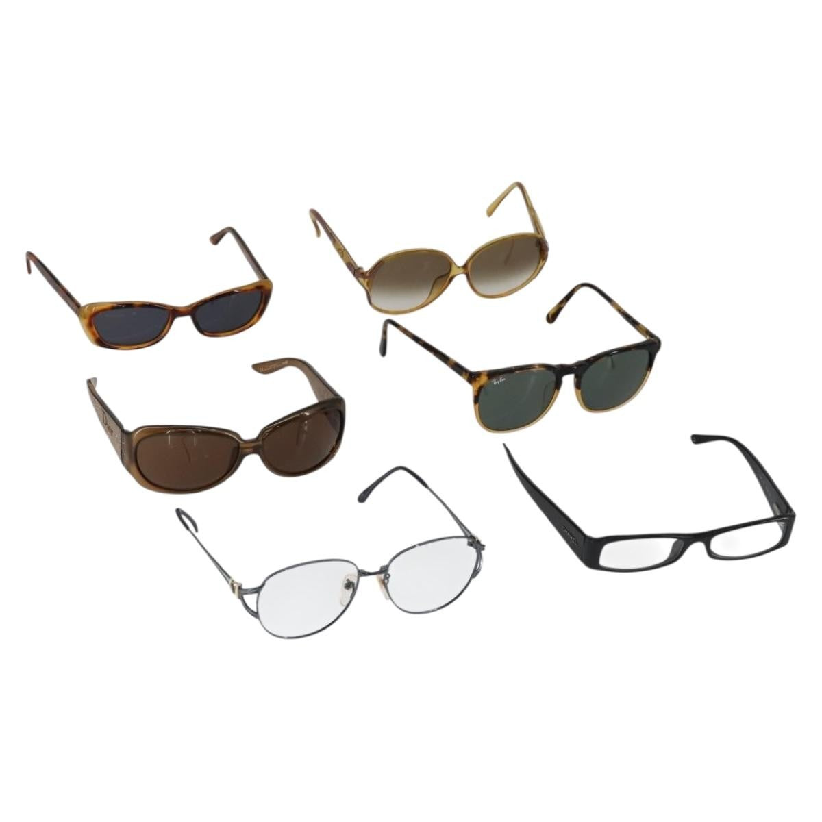 Dior Dior Chanel Gucci Ray-Ban Glasses Sunglasses 6 Set Black Brown Authentic 149822 Bag