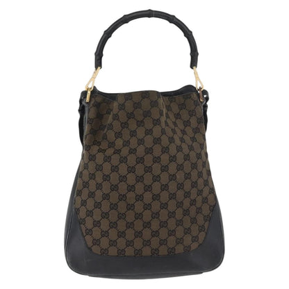 Gucci GUCCI GG Canvas Bamboo Shoulder Bag 2way Navy Gold 001 4058 Authentic 178808