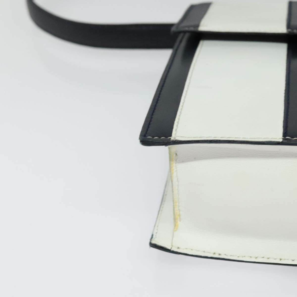Celine CELINE Shoulder Bag Leather White Navy gold Authentic 127598